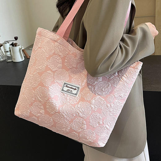 韩国ins小众帆布包包 简约随性百搭包 新款时尚通勤托特包 女大学生上课单肩包 商品图6