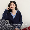 【12/03新品】熙世界假两件撞色V领毛衣女设计感长袖拼接针织上衣2025秋冬新款 商品缩略图1