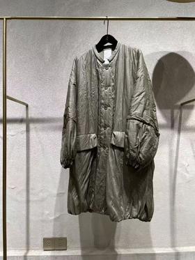 Phaedo 25AW 古榄绿野蚕丝立领廓形羊毛外套