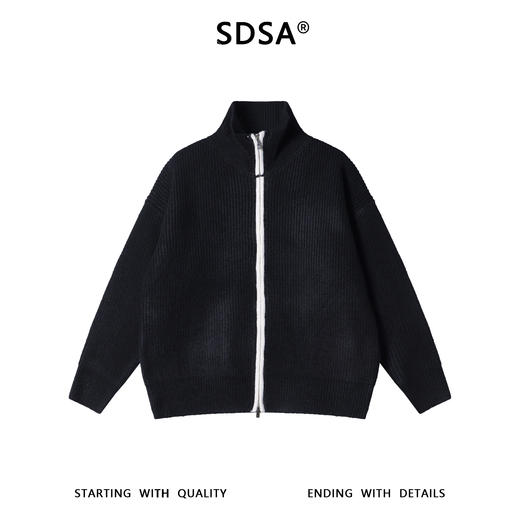 2003SDSA男士秋冬新款痞帅男装美式撞色拉链立领毛衣百搭慵懒风针织衫 商品图1