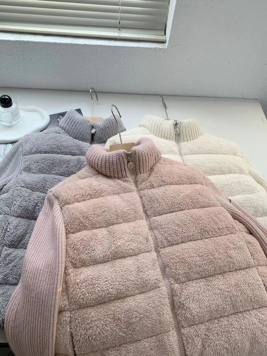 D120229新款防风保暖立领设计针织拼接羽绒服外套女 商品图10