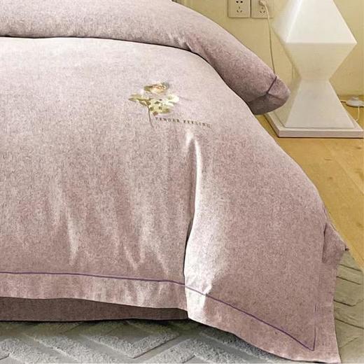 【直送到家】恐龙 100%全棉生态刺绣磨毛四件套 玉茗-粉/200*230cm 商品图1