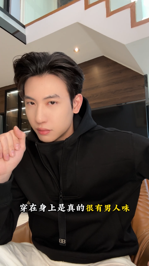 WY1406SDSA男士秋冬新款痞帅男装韩版简约纯色半拉链立领连帽卫衣百搭