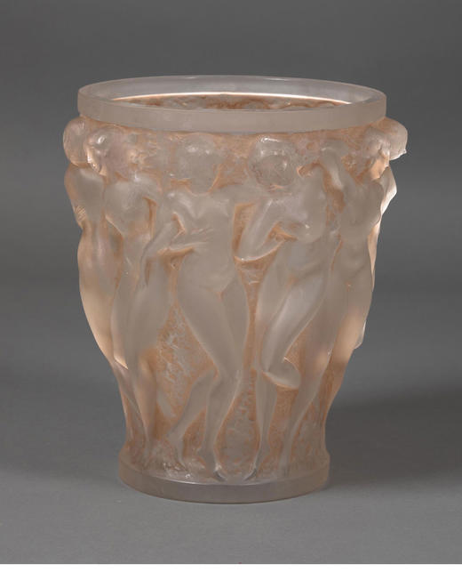 独角鹿西洋古董1927年法国出品「Bacchantes 酒神祭司」款橙色欧泊水晶花瓶 商品图3