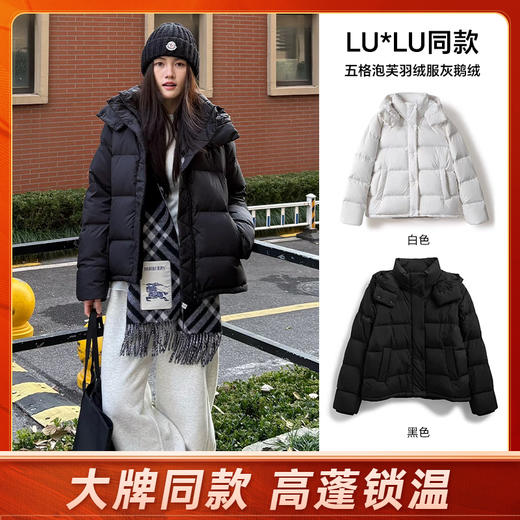 大牌同款冬季五格泡芙羽绒服灰鹅绒短款 商品图0