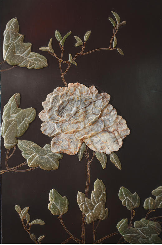 独角鹿西洋古董20世纪中国创汇时期出品「富贵万代」传统花鸟主题硬石镶嵌屏风 商品图4