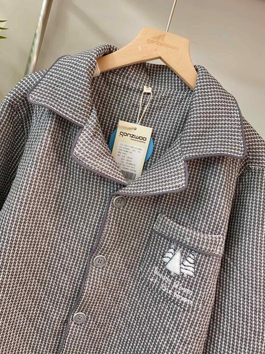 松植屋男女情侣款《杉树》纯色简约设计翻领三层空气棉加厚夹棉睡衣家居服套装 商品图5