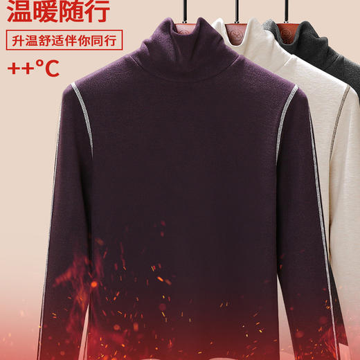 「自j」全新升级【铂金会员119/天猫159/差价40】(13533)洛诗琳高领含羊毛双面绒打底衫2025秋冬加绒加厚发热保暖衣 商品图1