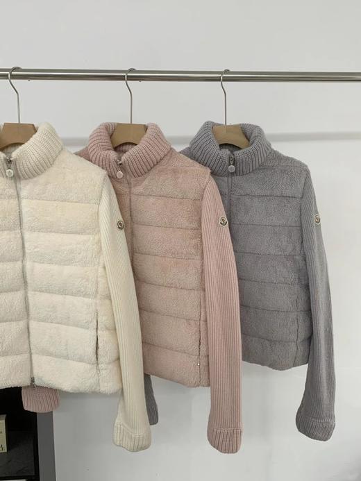 D120229新款防风保暖立领设计针织拼接羽绒服外套女 商品图6
