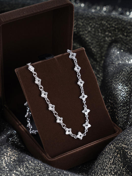 子佩集S925银【繁花淑落】套链【FYL-0105】纯银时尚项链四叶草2412 商品图2