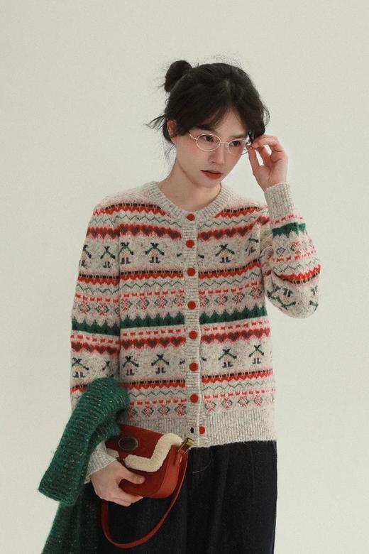 Stay2Weeks 圣诞文艺复古提花舒适针织开衫 21905 商品图1