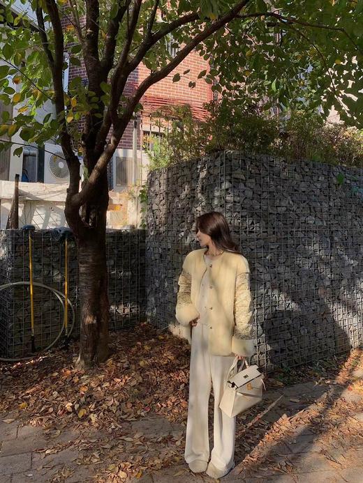 D120226冬季羊毛醋酸明线休闲通勤毛呢直筒镰刀阔腿裤 商品图2