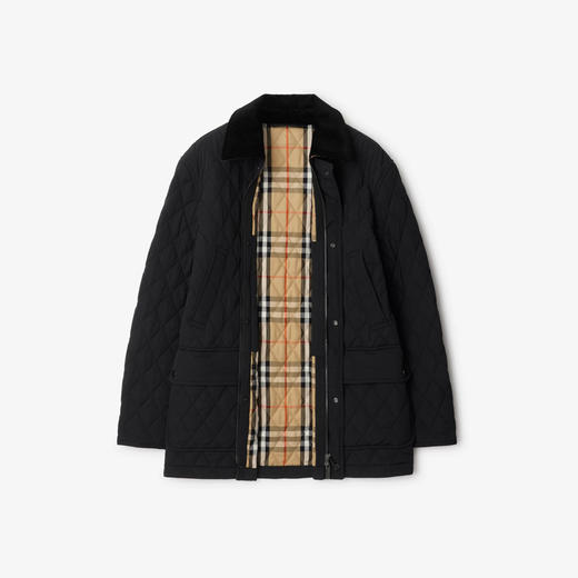 【四】BURBERRY 巴宝莉 女士 B 字盾徽标刺绣绗缝尼龙夹克棉服 黑色 8096916 C1900 商品图1