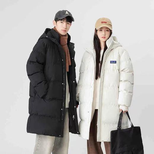 D120218冬季百搭种草款连帽加厚长款棉服外套男女闺蜜情侣款 商品图2