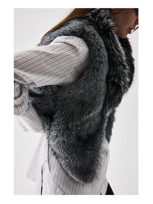 Running Closet｜环保毛立领短马甲 [ 灰 仿皮草 ] 【LCM】 商品图3