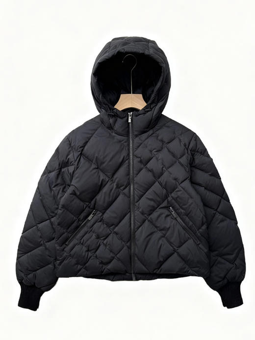 女士连帽绗缝蓬松鹅绒羽绒服。  黑色 粉色。自己备注号码 商品图9