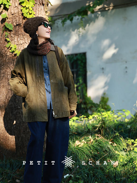 PETIT SCHAN小闪 CLO#978 Pine Forest 松林 复古油蜡牛皮汉麻拼接外套 商品图1