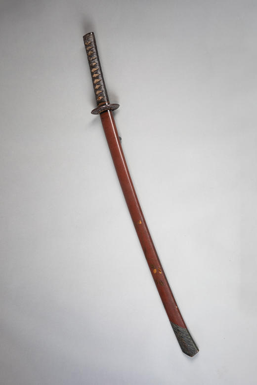 独角鹿西洋古董1603-1868年代日本江户时期出品传统花鸟主题莳绘漆木刀鞘装饰牡丹纹镂雕铁鍔及绢丝鲛皮手柄武士刀 商品图3