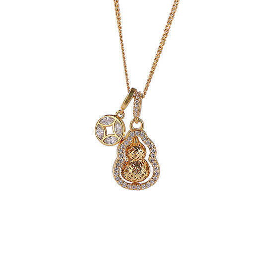 【福禄转运】S925纯银镂空葫芦福禄铜钱钱币可转动套链【CW-XL00440】 商品图4