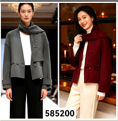 585200围脖V领羊绒外套
