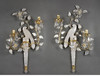 独角鹿西洋古董20世纪美国出品铜鎏金精雕嵌水晶「花间鹦鹉」造型双枝头烛台式壁灯一对 商品缩略图0
