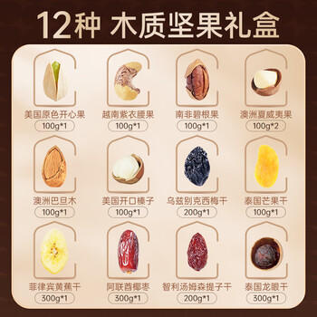 臻味高端坚果干果礼盒环球尊礼2100g商务木箱节日礼品休闲零食伴手礼 商品图3