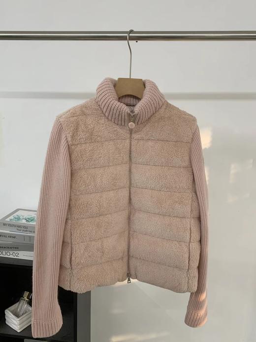 D120229新款防风保暖立领设计针织拼接羽绒服外套女 商品图2