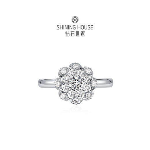 【极慕之星】【门店同款】钻石世家 18K金钻石戒指 花好月圆系列钻石女戒 商品图1