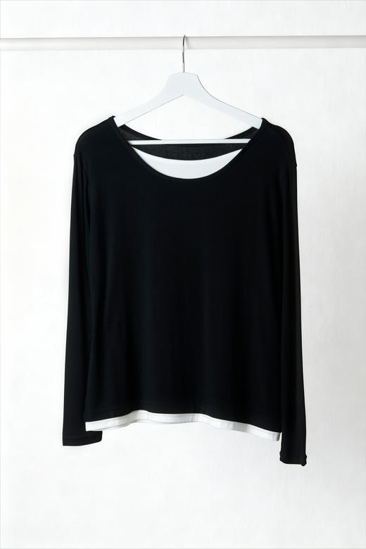 棉混纺假两件套修身打底长袖衫 商品图5