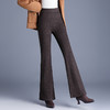 GFL-9893-Y蚕丝羊毛喇叭裤2025年秋冬季厚款女装优雅长款条纹裤长裤 商品缩略图1