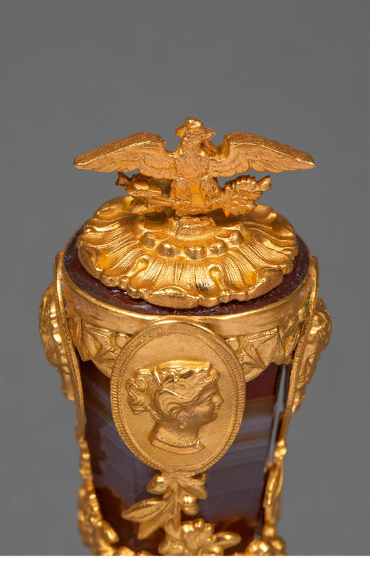 独角鹿西洋古董19世纪末法国出品帝政风格铜鎏金精雕镶嵌古典头像玛瑙火漆印章 商品图3