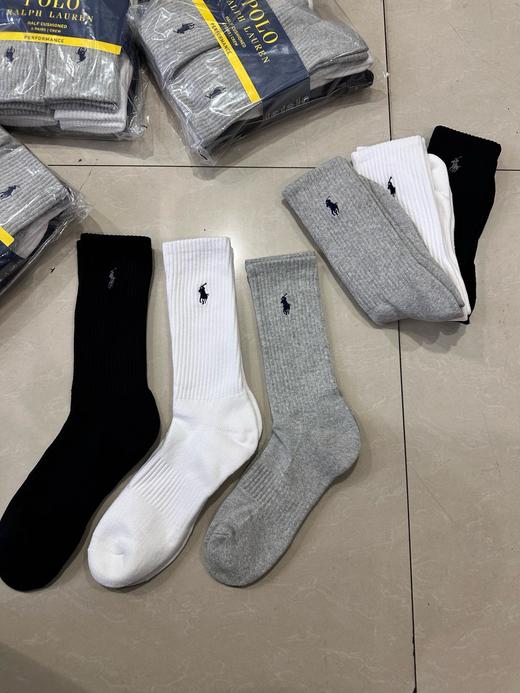 美版拉夫纯棉毛巾底长筒袜 一组6双黑白灰混色组合装 商品图1