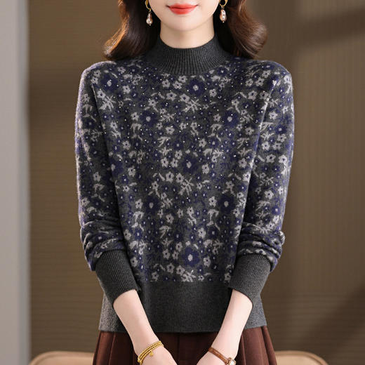 FCY 92185半高领打底衫提花毛衣 商品图0