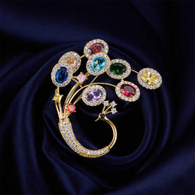 轻奢珠宝款微镶彩宝孔雀凤凰胸针，高级感奢华大气优雅复古服饰配件LY-F-084