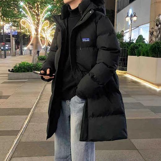 D120218冬季百搭种草款连帽加厚长款棉服外套男女闺蜜情侣款 商品图1