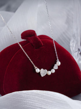 子佩集S925银珍珠套链【TL013413】纯银珍珠项链爱心2412