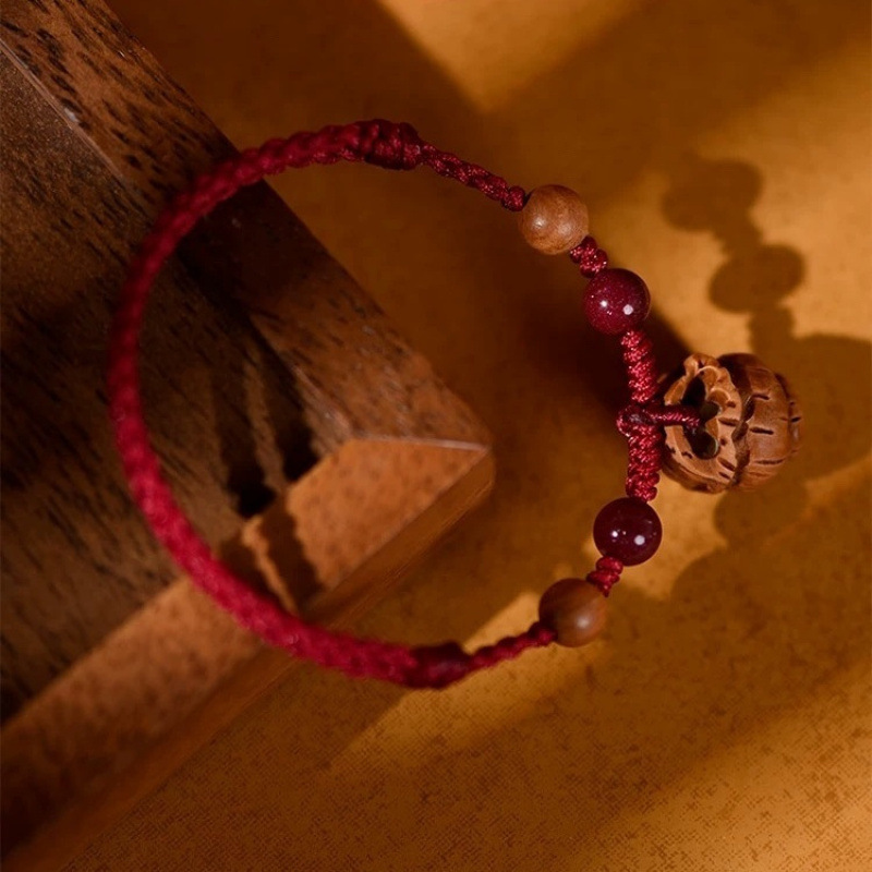 【普陀山】桃木朱砂本命年手链手绳-师傅指导后发货