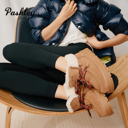 【梅花出品】帕奢利女士时尚系带雪地靴HZ0059 商品图2