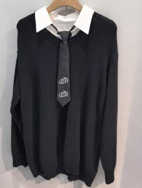 NC假两件配领带长袖毛织上衣50805（黑）秋季253050220321