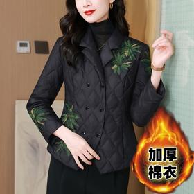 KQL B43N1660羽绒棉服外套刺绣花轻薄款西装领轻便棉服