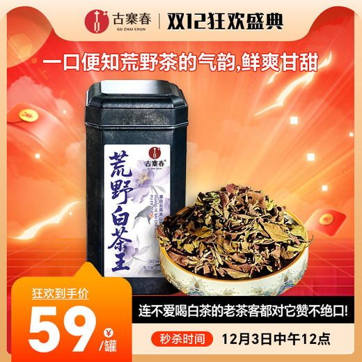 【荒野白茶王】2023年荒野云南白茶一口便知荒野茶的气韵，鲜爽甘甜，100克/罐 商品图0