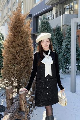 amadella 优雅气质小香风细闪亮片连衣裙套装 21903