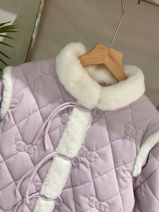 松植屋冬季女款加绒睡衣套装三层夹棉加厚保暖家居服可外穿棉袄 商品图8