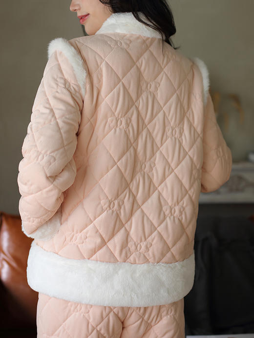 松植屋冬季女款加绒睡衣套装三层夹棉加厚保暖家居服可外穿棉袄 商品图1