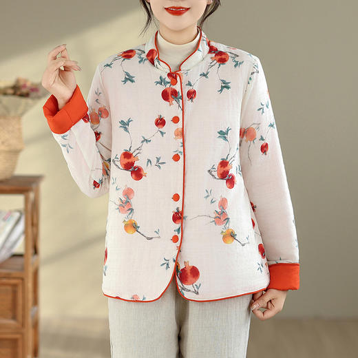 2025夏季新款复古民族风改良中式文艺休闲夹棉来了棉服外套上衣女 商品图3