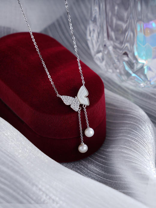 子佩集S925银珍珠套链蝴蝶【YL-5291】纯银珍珠项链2412 商品图0
