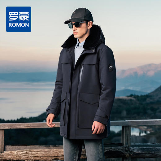 【可拆卸帽】罗蒙羽绒服冬季加厚保暖棉服中老年可拆卸兔毛领舒适外套 商品图1
