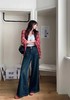 D120223一件过冬~冬季新款加绒复古高腰双口袋垂感显瘦直筒阔腿牛仔裤 商品缩略图0
