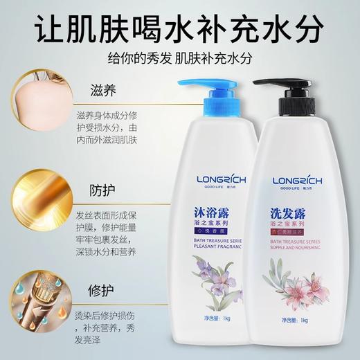 隆力奇洗发水沐浴露大瓶装酒店宾馆民宿浴场家用洗头膏液二合一1L 商品图3