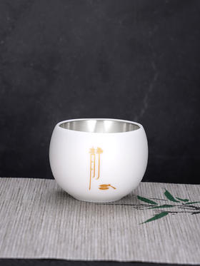 子佩集S999银【乐得其道】茶具【HYT002】纯银茶杯摆件-静禅悟道2412